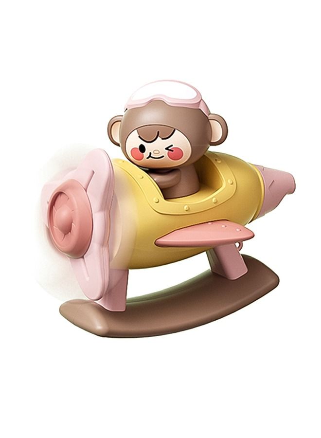 ألعاب حمام الطائرة ألعاب هليكوبتر حمام الأطفال ألعاب مثيرة صفير متعة ومشجعه تربوي، دوران الرأس، صوت، اهتزاز، التقاط يدوي، لعبة كرتونية متعددة الوظائف طاولة طعام ولعبة حمام (وردية) - Image 3