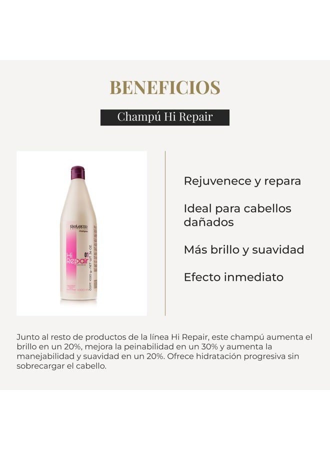 Salerm Cosmetics Repairing Shampoo - Hi Repair Shampoo - 1000 ml - Deep Hydration for Damaged Hair - Repairs and Rejuvenates - Shinier and Softer Hair - Immediate Effect - Image 3