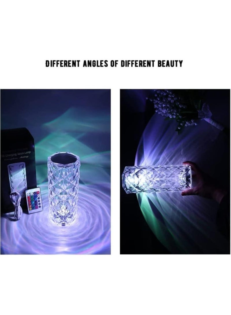 إلترازون Crystal Table Lamp, Touch Remote Control Modern Nightstand Lamp, 16 Colors Changing Rose Table Lamp USB Rechargeable Bedside Light for Decorating Bedroom Living Room - Image 3