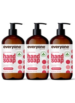 everyone for every body Everyone Liquid Hand Soap 1275 Ounce Pack of 3 Ruby Grapefruit PlantBased Cleanser with Pure Essential Oils Packaging May Vary 