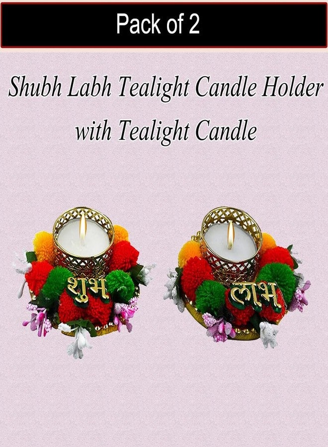 Saugat Traders Lotus Hanging Shubh Labh with Set of 2 Tealight Candle Holders for Diwali Decoration - Home Decoration-Mandir-Temple - Deepawali - - Image 5
