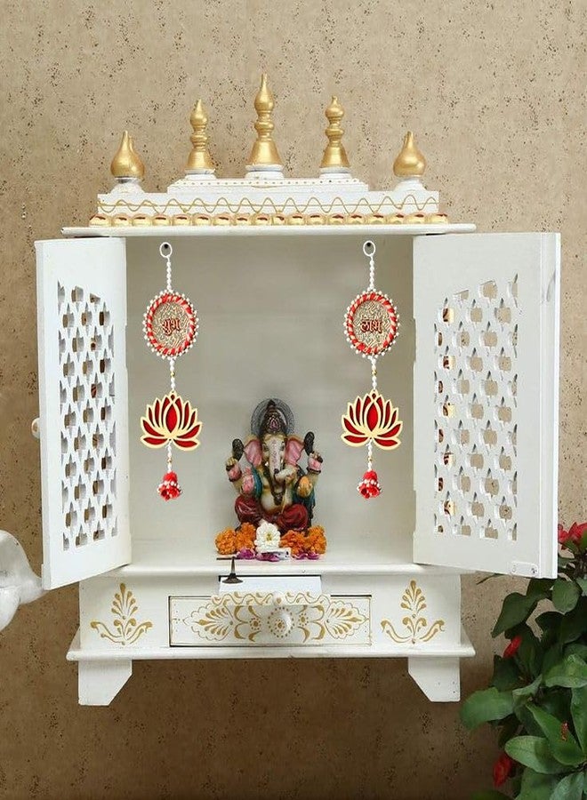 Saugat Traders Lotus Hanging Shubh Labh with Set of 2 Tealight Candle Holders for Diwali Decoration - Home Decoration-Mandir-Temple - Deepawali - - Image 4