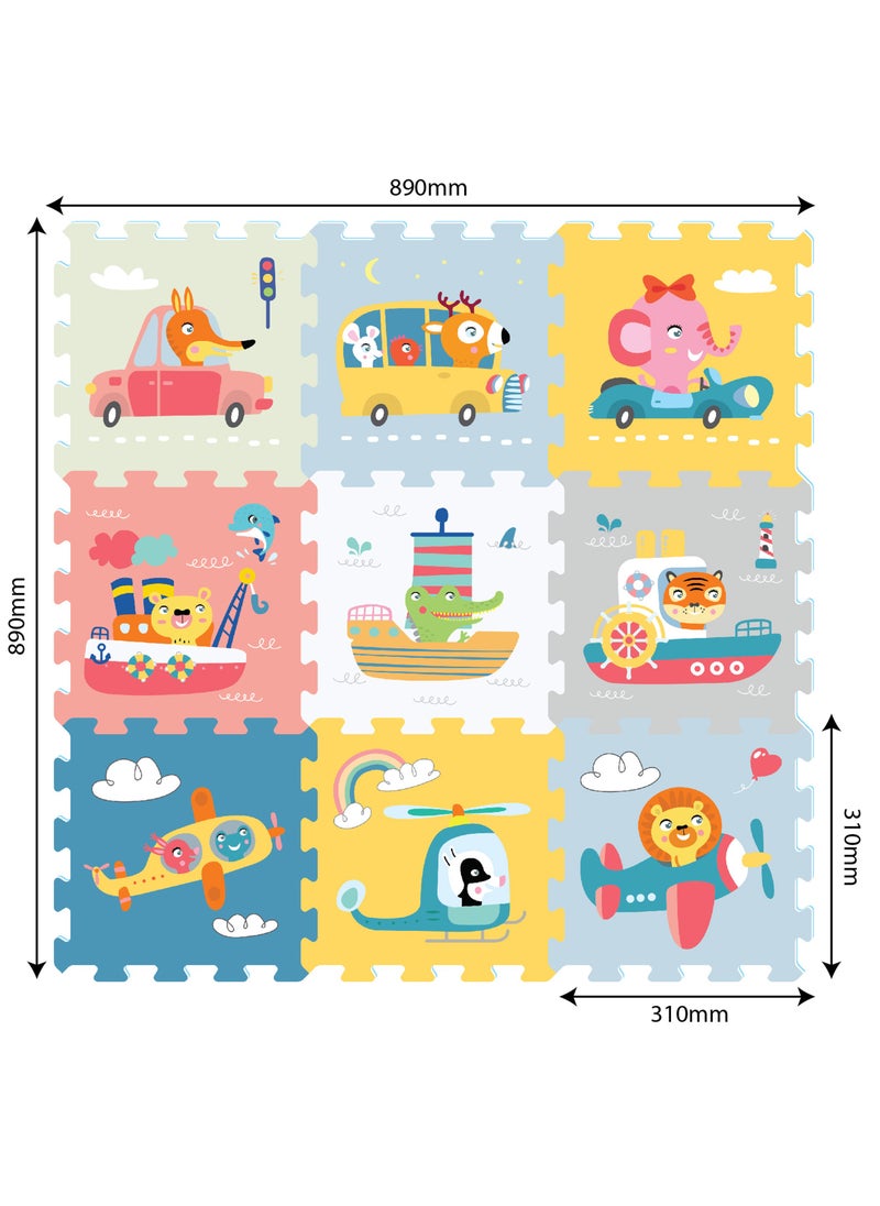 Sunta Sunta - Transportation & Animals Puzzle Mat 9pcs  - Image 1