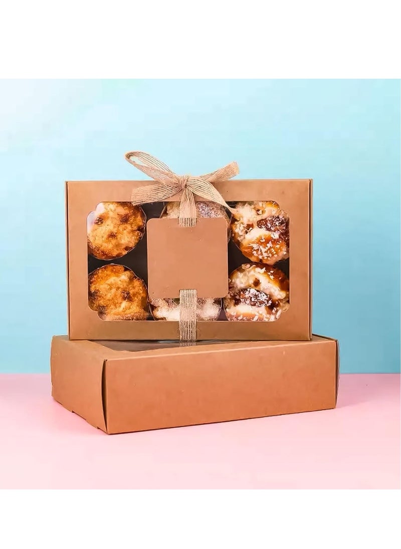 SYOSI - Cookie Boxes with Window, Brownie Cake Boxes with Cards, and Twine, Empty Sweet Bakery Boxes for Packaging Chocolate Strawberries, Donuts, Cookies, Muffins, Pastry and Pies  24 Pcs - Image 1