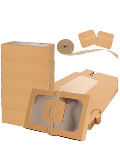 Cookie Boxes with Window, Brownie Cake Boxes with Cards, and Twine, Empty Sweet Bakery Boxes for Packaging Chocolate Strawberries, Donuts, Cookies, Muffins, Pastry and Pies  24 Pcs