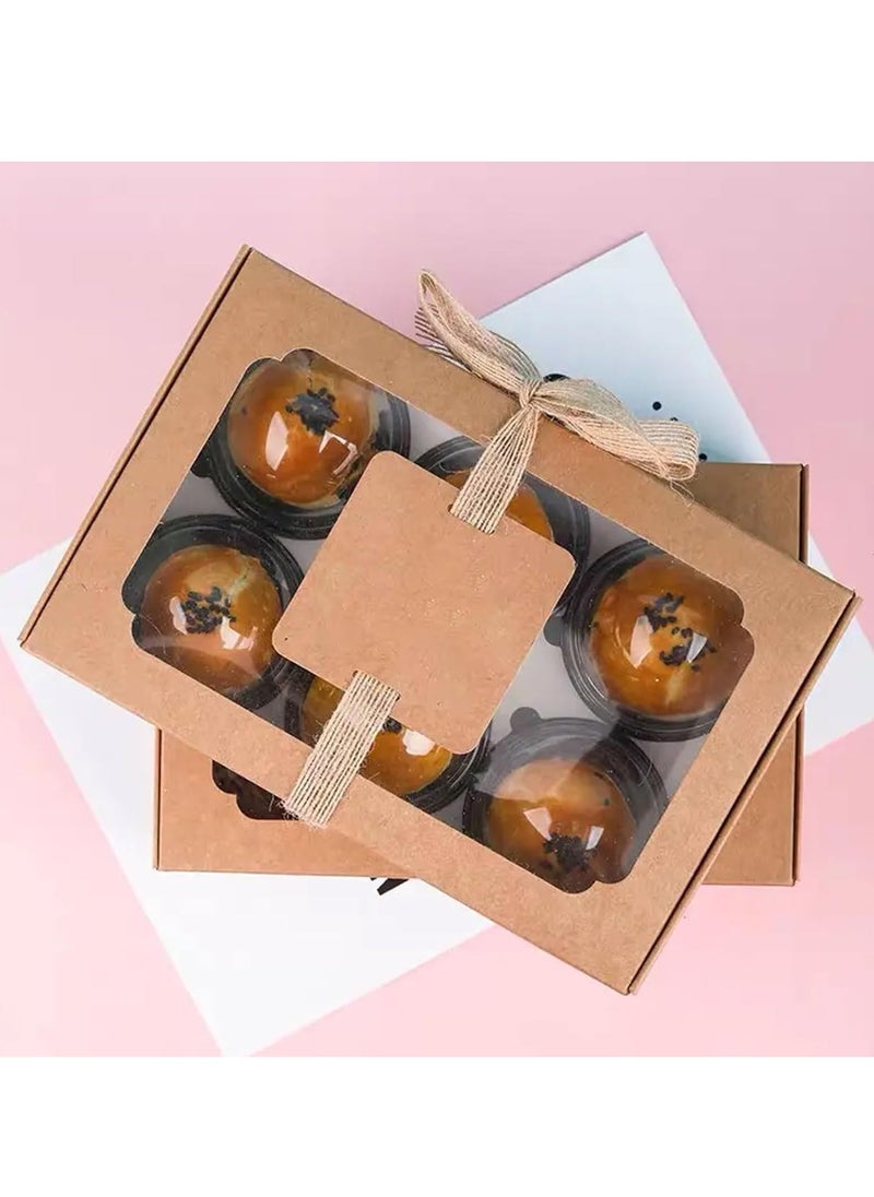 SYOSI - Cookie Boxes with Window, Brownie Cake Boxes with Cards, and Twine, Empty Sweet Bakery Boxes for Packaging Chocolate Strawberries, Donuts, Cookies, Muffins, Pastry and Pies  24 Pcs - Image 1