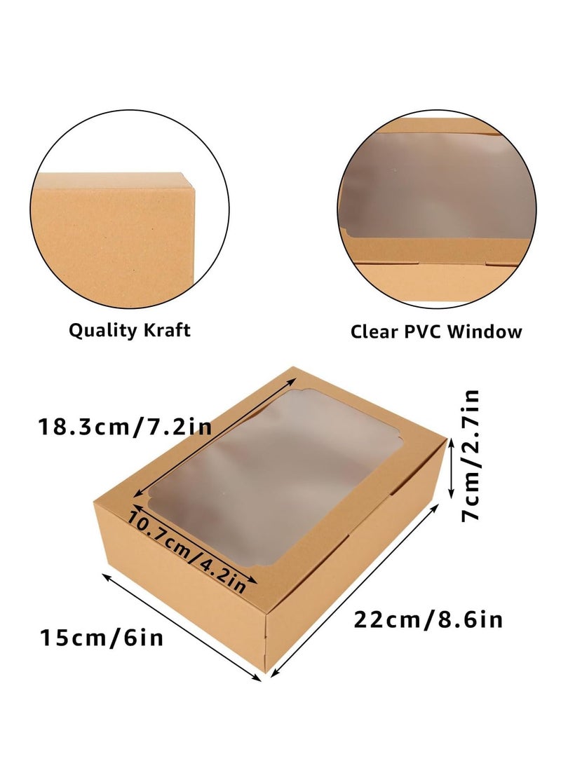 SYOSI - Cookie Boxes with Window, Brownie Cake Boxes with Cards, and Twine, Empty Sweet Bakery Boxes for Packaging Chocolate Strawberries, Donuts, Cookies, Muffins, Pastry and Pies  24 Pcs - Image 1