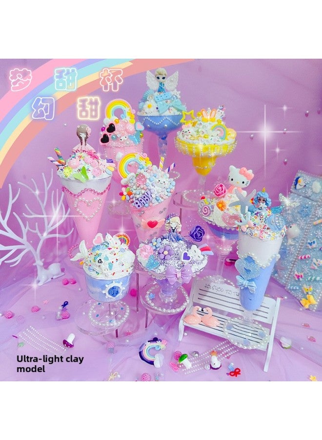 Handmade Diy Simulation Ice Cream Cup Making Material Package Cream Glue Light Clay Ice Cream Cup Little Girl Toy-Color:Handmade Fantasy Sweet Cup (Sky Land 09) - Image 2