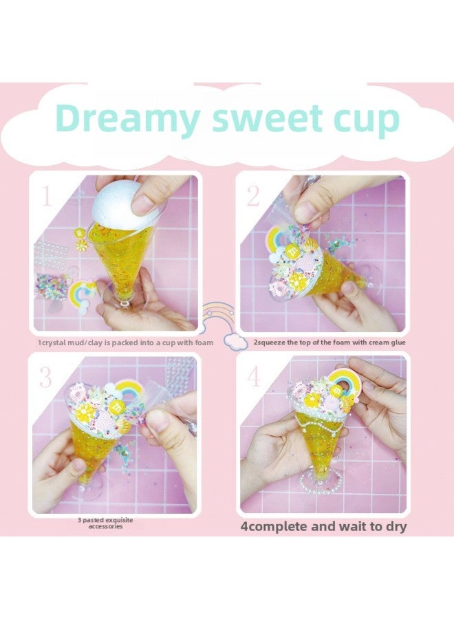 Handmade Diy Simulation Ice Cream Cup Making Material Package Cream Glue Light Clay Ice Cream Cup Little Girl Toy-Color:Handmade Fantasy Sweet Cup (Sky Land 09) - Image 5