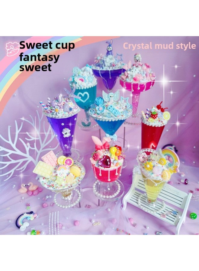Handmade Diy Simulation Ice Cream Cup Making Material Package Cream Glue Light Clay Ice Cream Cup Little Girl Toy-Color:Handmade Fantasy Sweet Cup (Sky Land 09) - Image 3