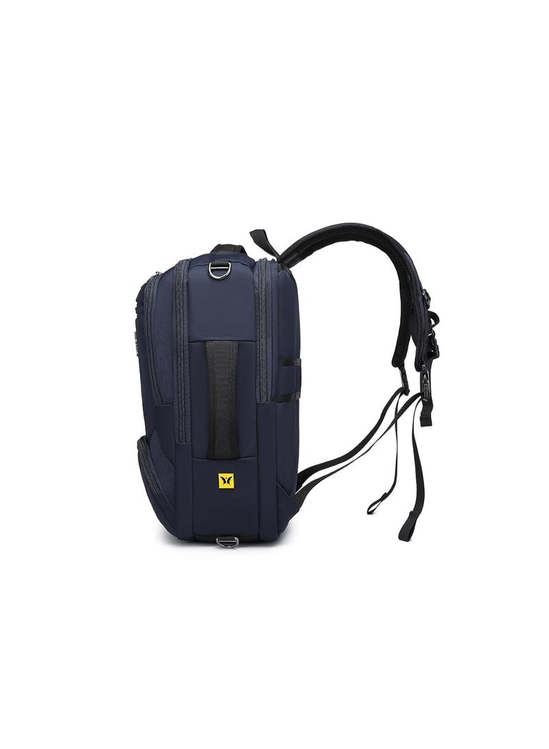 باترفلاي حقيبة ظهر قابلة للتحويل 3 في 1 للرجال والنساء – حقيبة يد، حقيبة كتف، وحقيبة ظهر للكمبيوتر المحمول – نايلون مقاوم للماء، سعة 30 لتر، باللون الأزرق الكحلي - Image 3