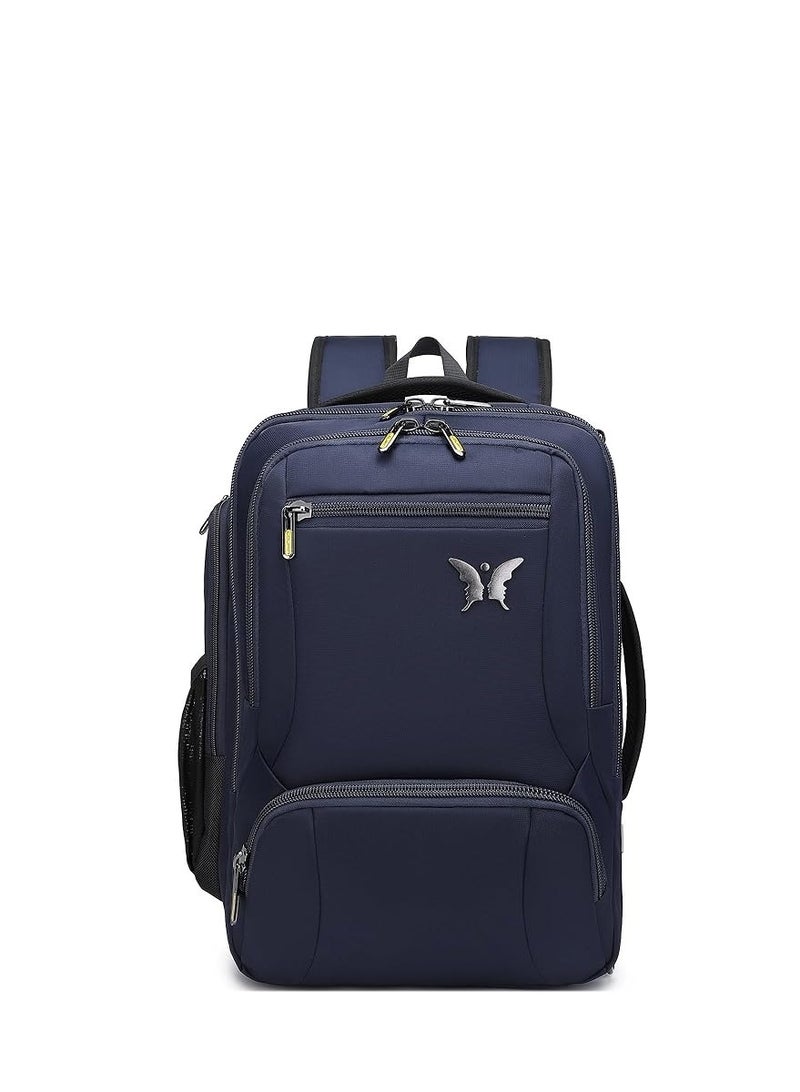 باترفلاي حقيبة ظهر قابلة للتحويل 3 في 1 للرجال والنساء – حقيبة يد، حقيبة كتف، وحقيبة ظهر للكمبيوتر المحمول – نايلون مقاوم للماء، سعة 30 لتر، باللون الأزرق الكحلي - Image 1