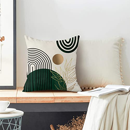 GIOPAMGO Boho Pillow Covers 18x18 Set of 2, Green Gold Farmhouse Decorations Throw Pillow Covers Boho Leaves Tropical Outdoor Decorative Linen Cushion Case for Couch Sofa Home - Image 2