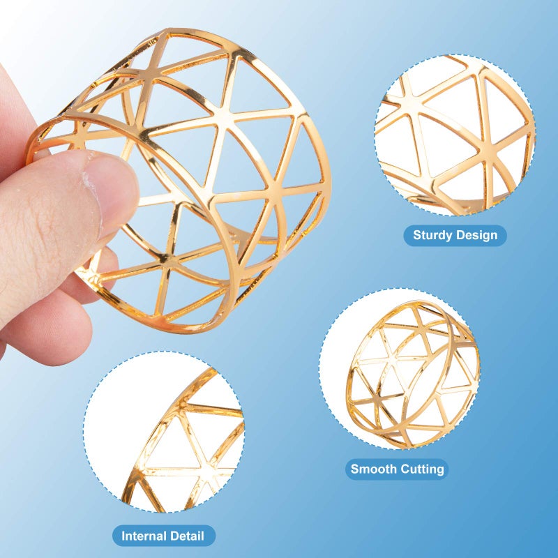 Luney 12PCS â€“ Gold Napkin Rings Set of 12, Holiday Napkin Holders for Dining, Anniversary, Birthday, Romantic Candlelight Dinner, Holiday, Party of Table Setting, Wedding Table Decoration - Image 3