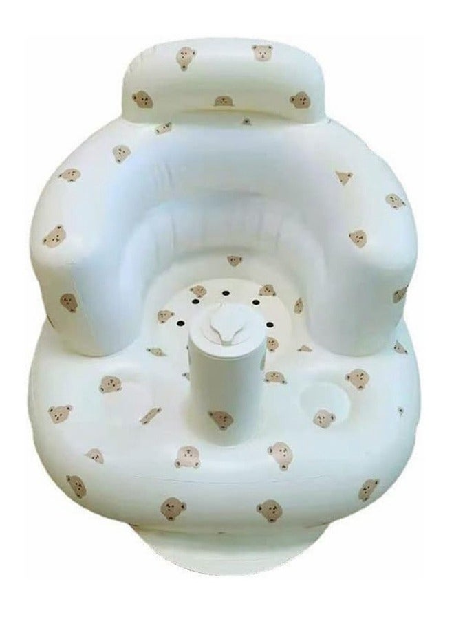 Cool Baby Built In Air Pump Infant Back Support Baby Inflatable Sofa Seat 3 To 36 Month, Bear Head - Image 1