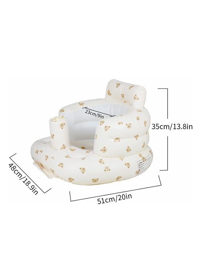 Cool Baby Built In Air Pump Infant Back Support Baby Inflatable Sofa Seat 3 To 36 Month, Bear Head - Image 2