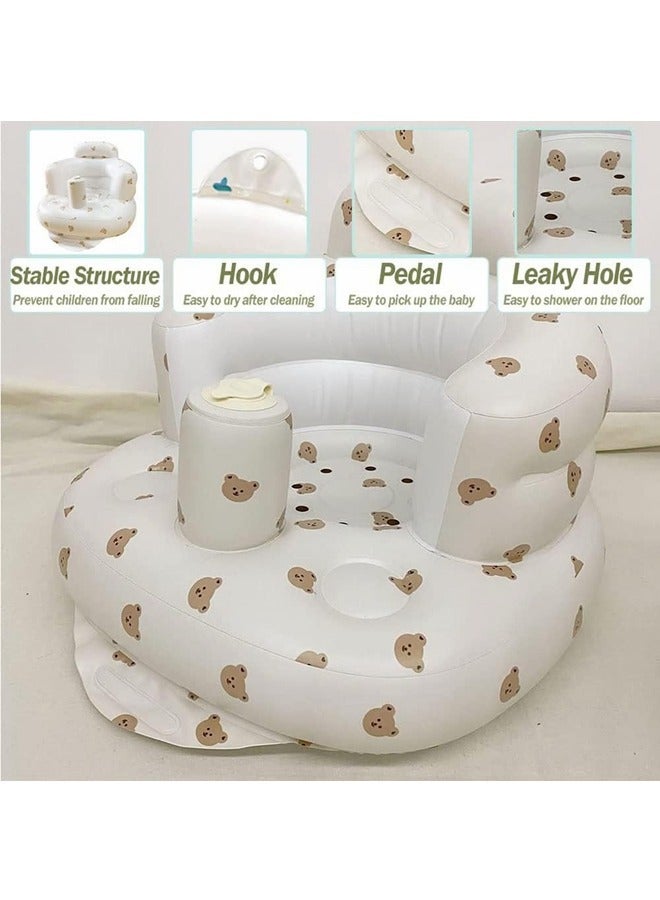 Cool Baby Built In Air Pump Infant Back Support Baby Inflatable Sofa Seat 3 To 36 Month, Bear Head - Image 3