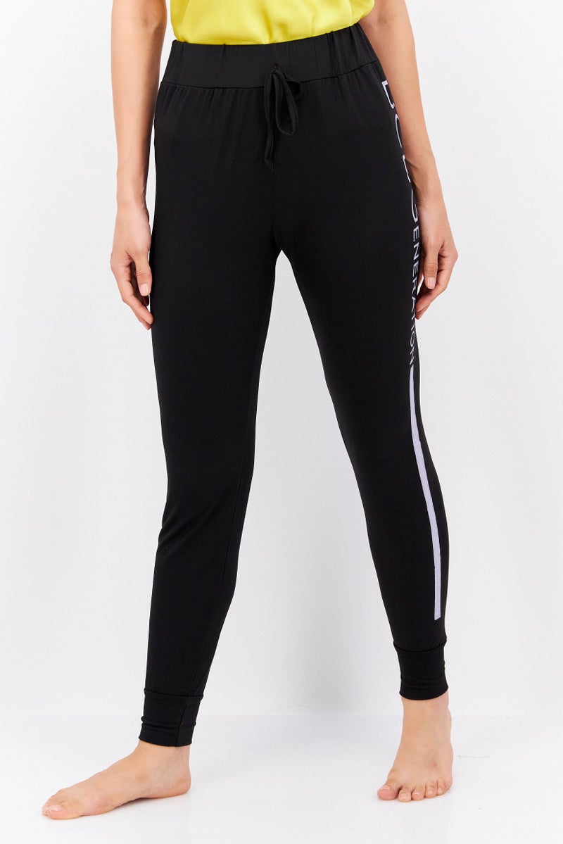 BCBGeneration Women Printed Drawstring Pajama, Black - Image 1