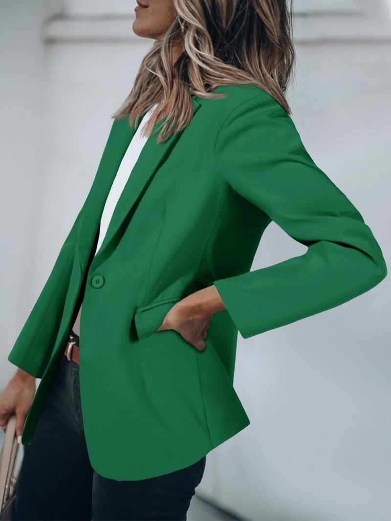 Cicy Bell Womens Casual Blazers Open Front Long Sleeve Work Office Suit Jackets Blazer Deep Green - Image 3