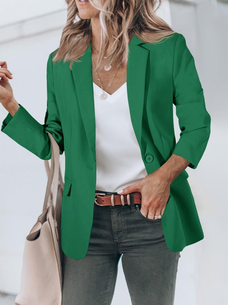 Cicy Bell Womens Casual Blazers Open Front Long Sleeve Work Office Suit Jackets Blazer Deep Green - Image 2