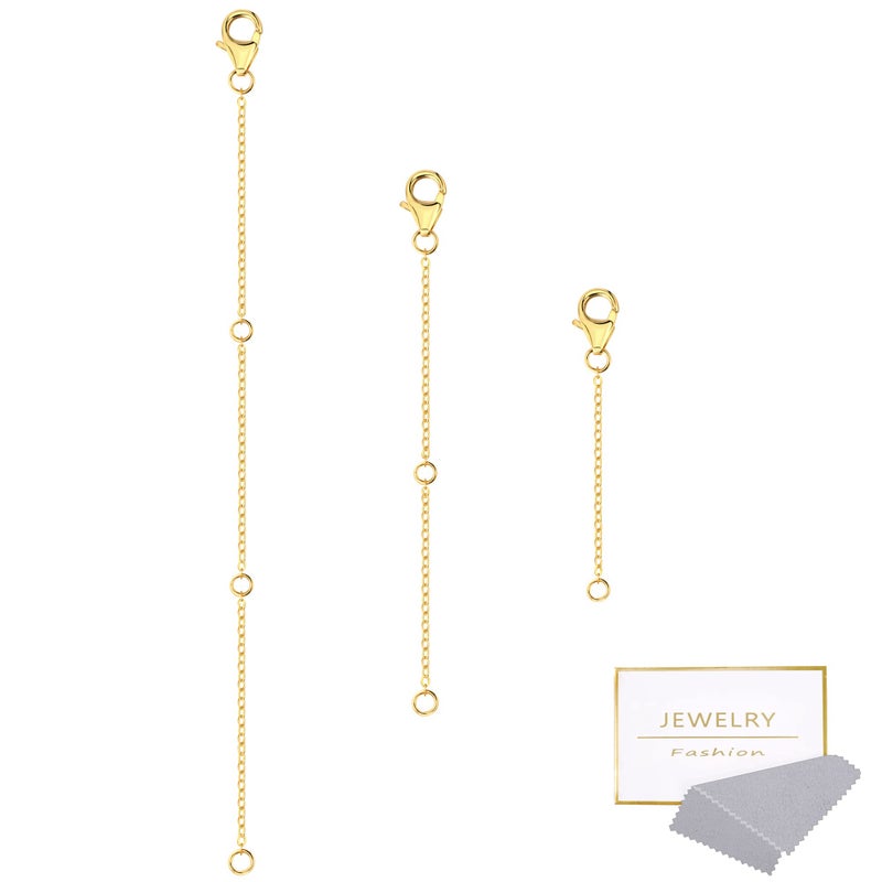 Ash's Choice Gold Necklace Extenders,14K Gold Chain Extenders with Lobster Clasp, Durable Plated Solid Brass Necklace Bracelet Anklet Extension Chains(2 4 6 Inches, 3PCS) - Image 1