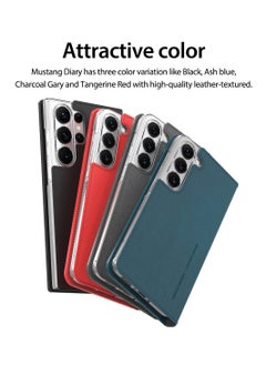 araree Mustang Diary Galaxy S23 Ultra, Designed for Samsung Galaxy S23, Premium PU Leather Flip Folio Cover with Card Slot, Shockproof PC Interior Case, Compatible with Galaxy S23 Ultra - Charcoal Gray  - Image 2