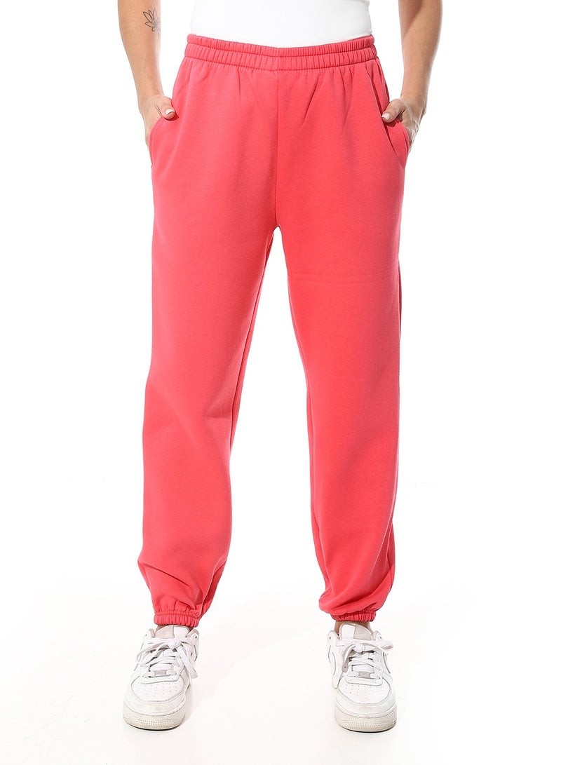 Andora Elastic Waist Fleeced Pants_Hot Pink - Image 1