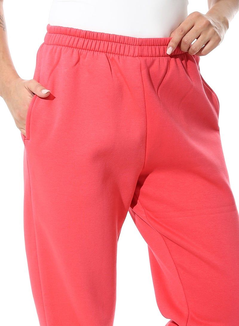 Andora Elastic Waist Fleeced Pants_Hot Pink - Image 4