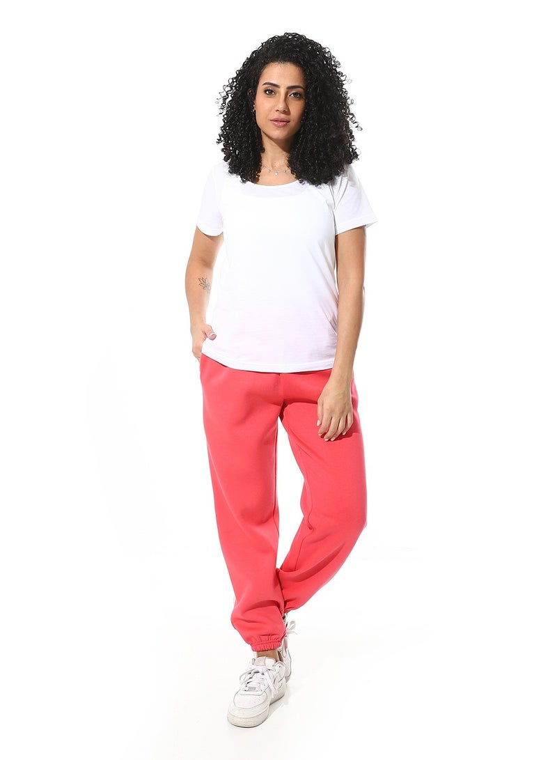Andora Elastic Waist Fleeced Pants_Hot Pink - Image 5