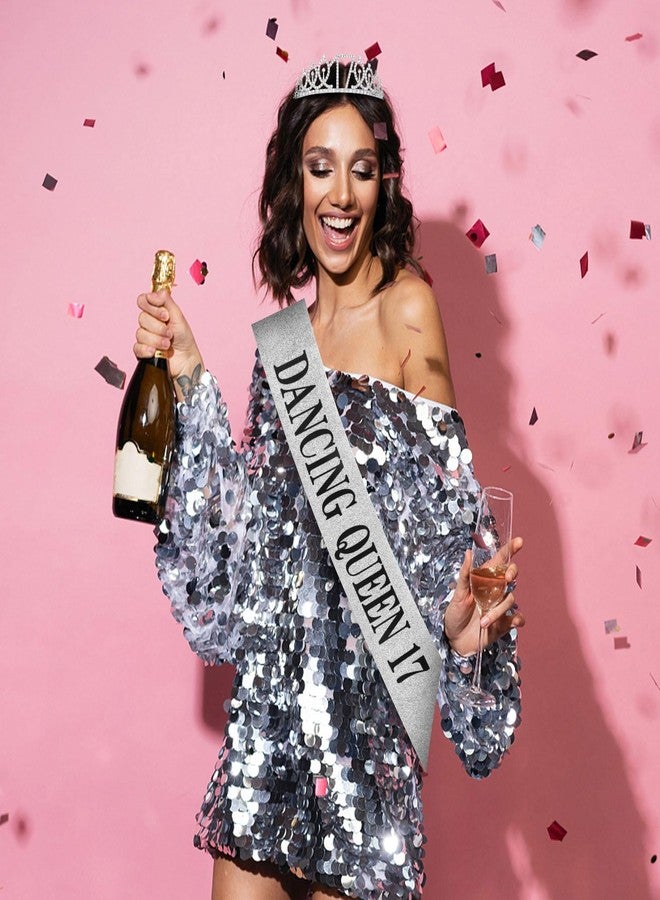 Semato 17th Birthday Decorations for Girls - Sash and Crown Silver Kit - Image 4