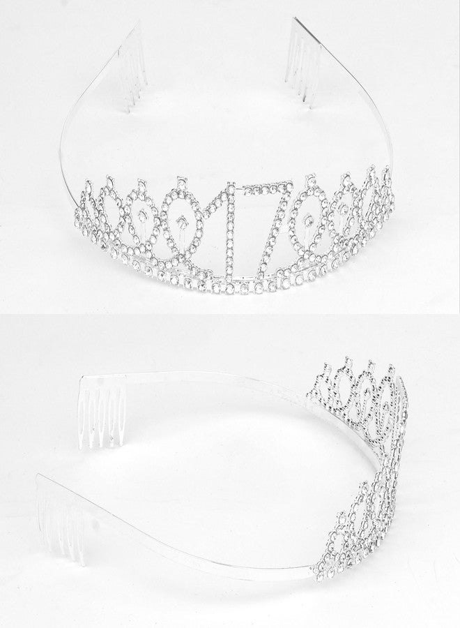 Semato 17th Birthday Decorations for Girls - Sash and Crown Silver Kit - Image 2
