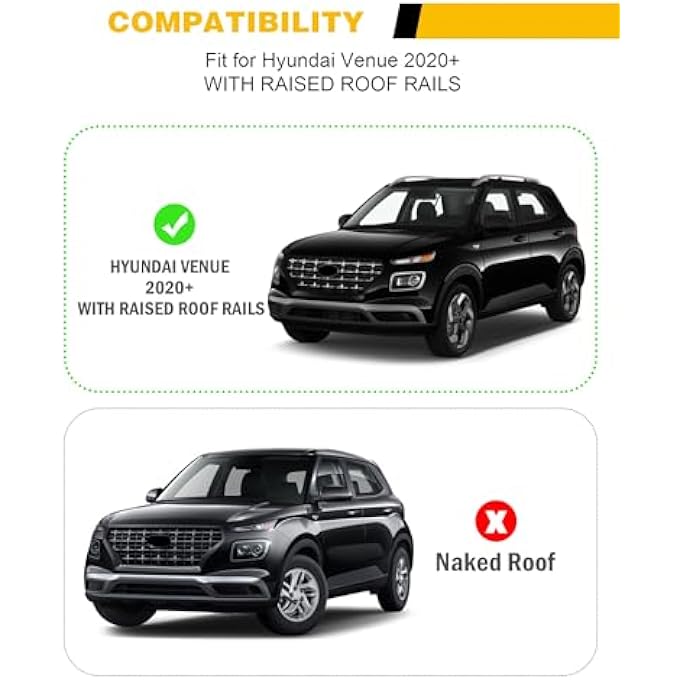rayihni Roof Rack Cross Bars Fit for Hyundai Venue 2020-2025 Cargo Carrier Crossbar Accessories Adjustable Luggage - Image 3