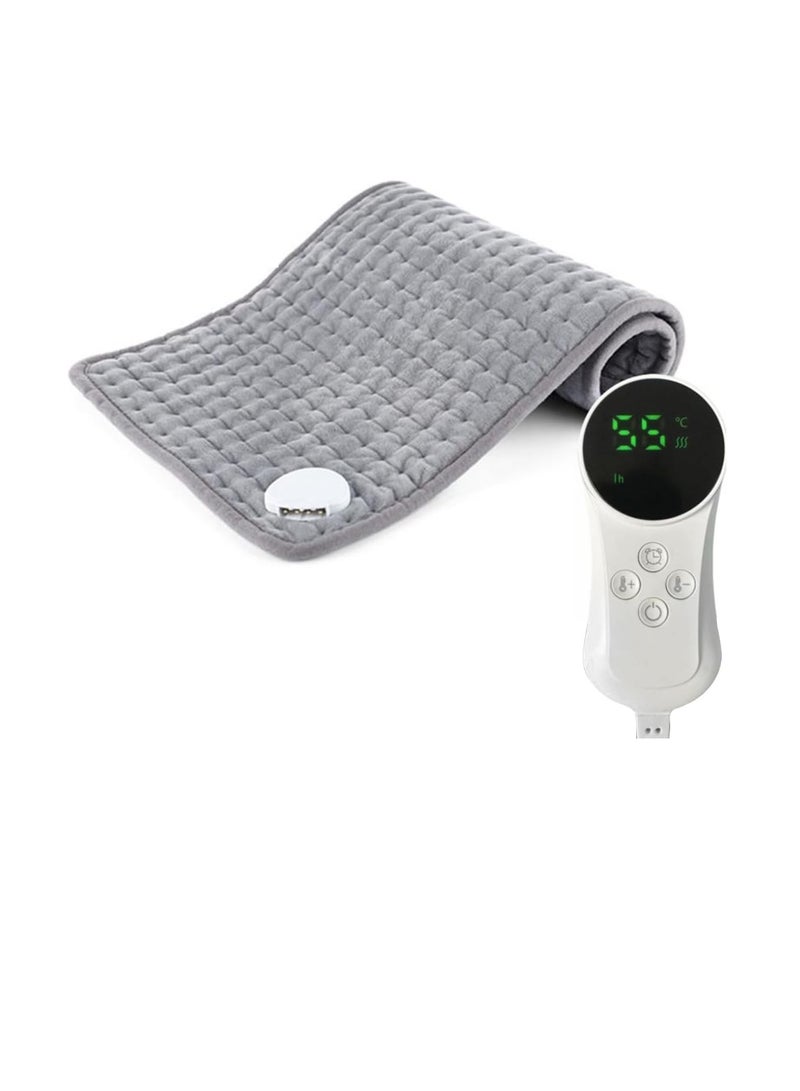ECVV وسادة تدفئة ECVV بحجم كينج لتخفيف آلام الظهر والتشنجات، قابلة للغسل في الغسالة، وسادة تدفئة للرقبة والكتف والركبة والساق، بقع حرارية، رمادي فضي 12 × 24 بوصة - Image 1
