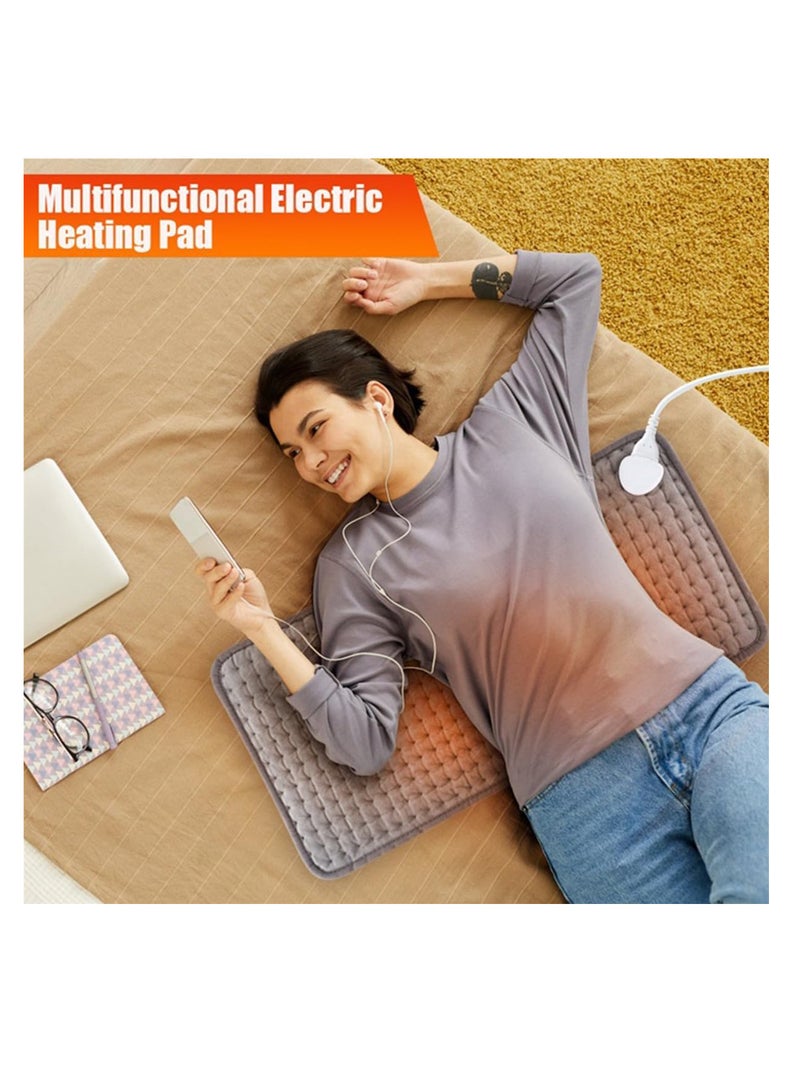ECVV وسادة تدفئة ECVV بحجم كينج لتخفيف آلام الظهر والتشنجات، قابلة للغسل في الغسالة، وسادة تدفئة للرقبة والكتف والركبة والساق، بقع حرارية، رمادي فضي 12 × 24 بوصة - Image 3