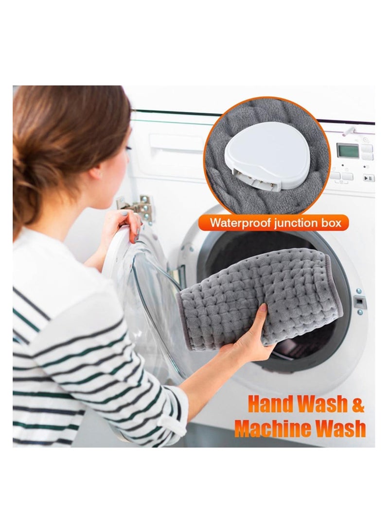 ECVV وسادة تدفئة ECVV بحجم كينج لتخفيف آلام الظهر والتشنجات، قابلة للغسل في الغسالة، وسادة تدفئة للرقبة والكتف والركبة والساق، بقع حرارية، رمادي فضي 12 × 24 بوصة - Image 4