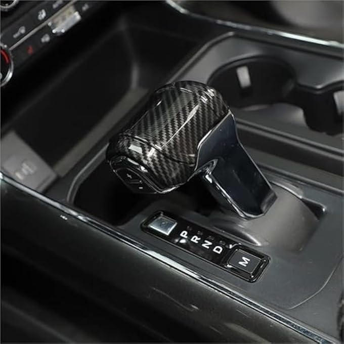 يونيتي تجهيز غطاء مقبض ناقل الحركة من ألياف الكربون ABS لفورد F150 20212023 استبدال داخلي متين، واقي ناقل التبديل بسهولة تركيب ملحقات الشاحنات - Image 4