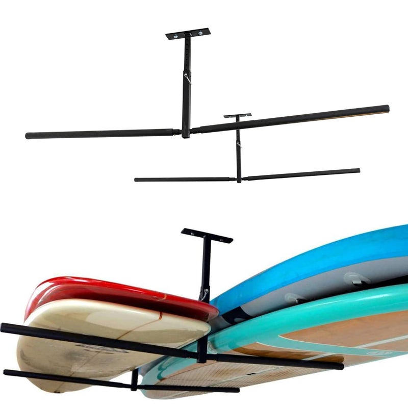StoreYourBoard Standup Paddle Board and Surfboard Garage Storage Rack - Adjustable Ceiling Mount Hanger for SUP Storage, Heavy Duty Overhead Paddleboard Organizer for Garage, Space Saving Rack, Double - Image 4