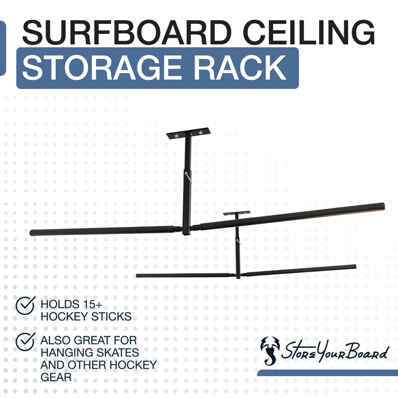 StoreYourBoard Standup Paddle Board and Surfboard Garage Storage Rack - Adjustable Ceiling Mount Hanger for SUP Storage, Heavy Duty Overhead Paddleboard Organizer for Garage, Space Saving Rack, Double - Image 2