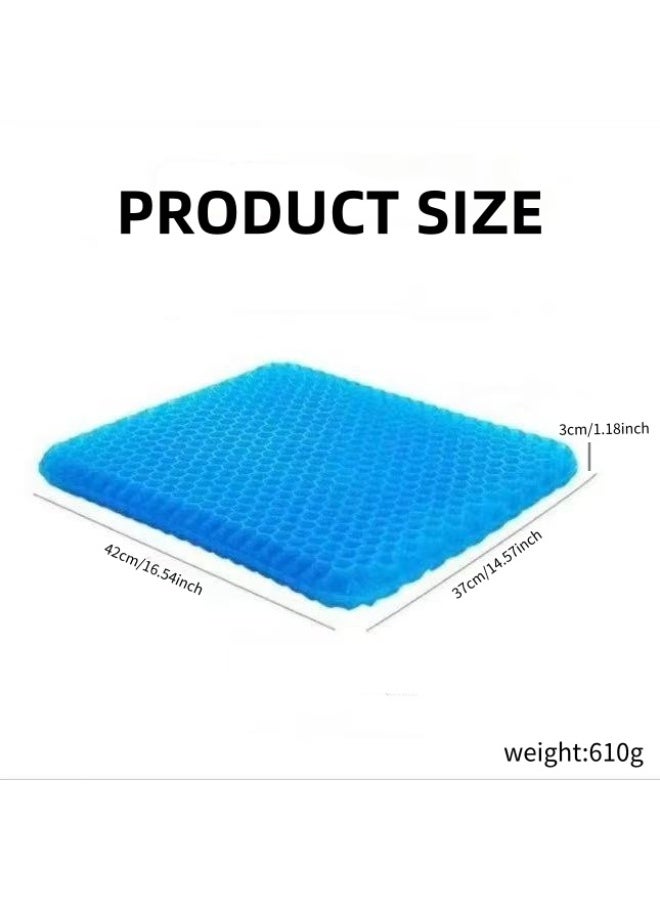 Gel Seat Cushion with Non-Slip Cover, Breathable Honeycomb Design, 16.54x14.57x1.18 inch - Image 2