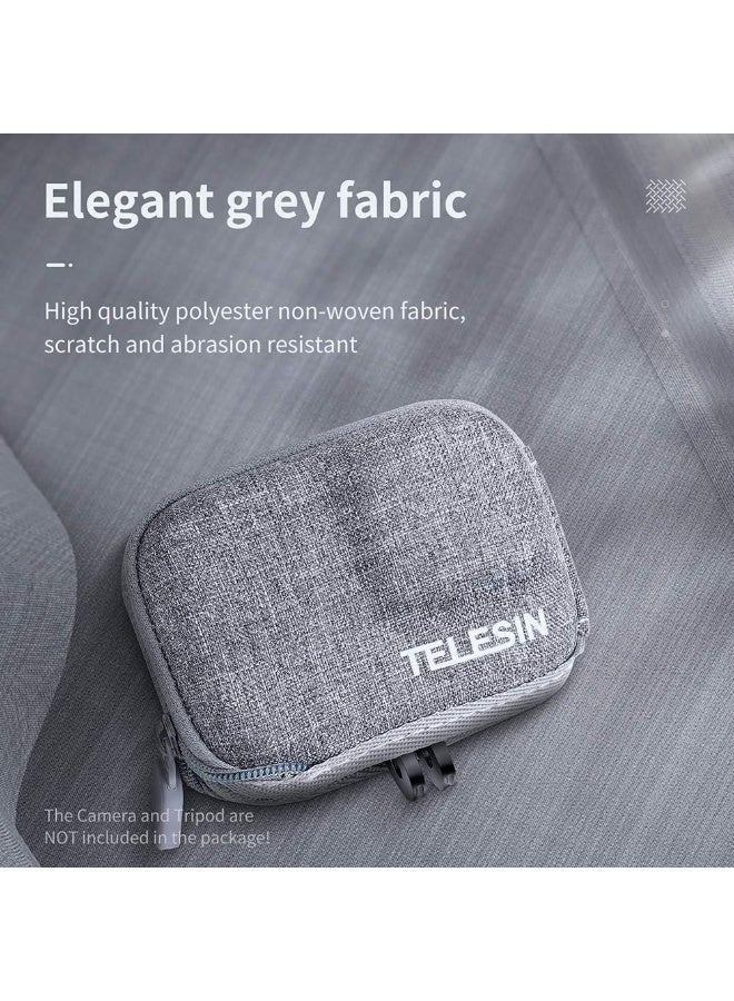 تيليسن شنطة حمل صغيرة من تيليسين لكاميرا جوبرو هيرو 13/12/11/10/9/8، شنطة سفر واقية بحجم الجيب مع سحاب نصف مفتوح تدعم التوصيل بعصا سيلفي وملحقات حامل ثلاثي القوائم - رمادي ورمادي - Image 5