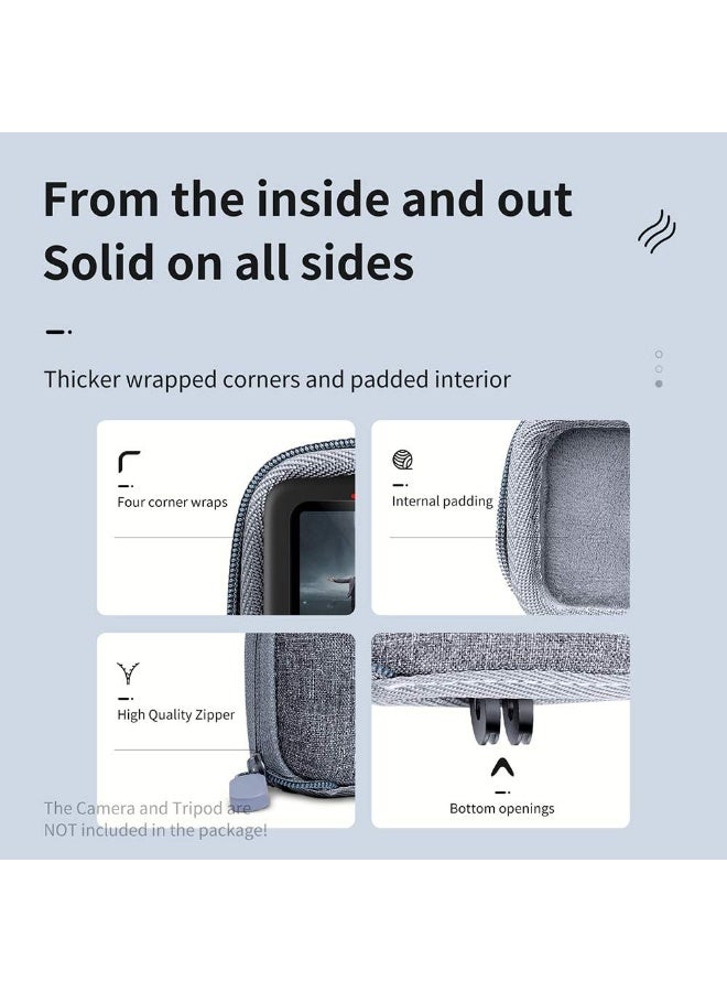 تيليسن شنطة حمل صغيرة من تيليسين لكاميرا جوبرو هيرو 13/12/11/10/9/8، شنطة سفر واقية بحجم الجيب مع سحاب نصف مفتوح تدعم التوصيل بعصا سيلفي وملحقات حامل ثلاثي القوائم - رمادي ورمادي - Image 3
