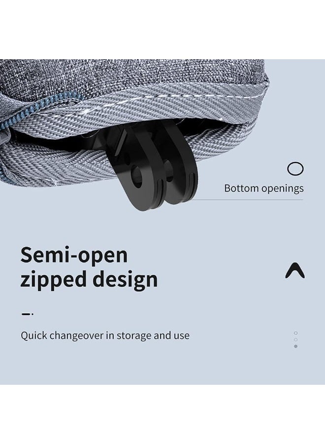 تيليسن شنطة حمل صغيرة من تيليسين لكاميرا جوبرو هيرو 13/12/11/10/9/8، شنطة سفر واقية بحجم الجيب مع سحاب نصف مفتوح تدعم التوصيل بعصا سيلفي وملحقات حامل ثلاثي القوائم - رمادي ورمادي - Image 2