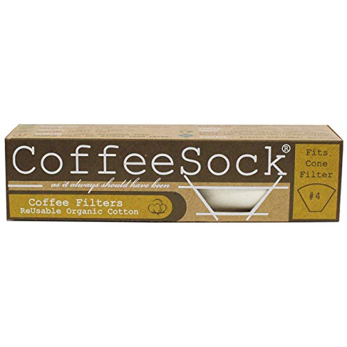CoffeeSock ’The Original’ Reusable 100% Organic Cotton Coffee Filters - 2 pk Cone #4 Filters | Coffee Sock Cloth Drip 4 Coffee Filter | Organic Cotton Alternative - Zero-Waste & Eco-Friendly - C4 - Image 5