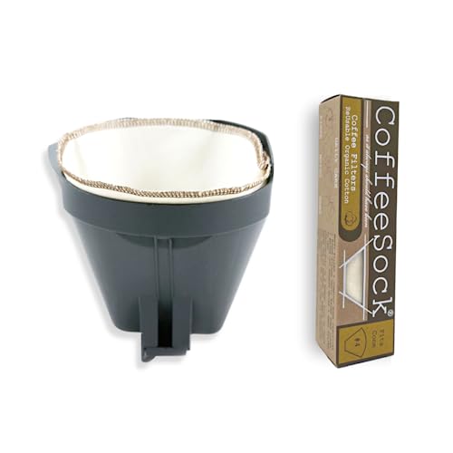 CoffeeSock ’The Original’ Reusable 100% Organic Cotton Coffee Filters - 2 pk Cone #4 Filters | Coffee Sock Cloth Drip 4 Coffee Filter | Organic Cotton Alternative - Zero-Waste & Eco-Friendly - C4 - Image 1