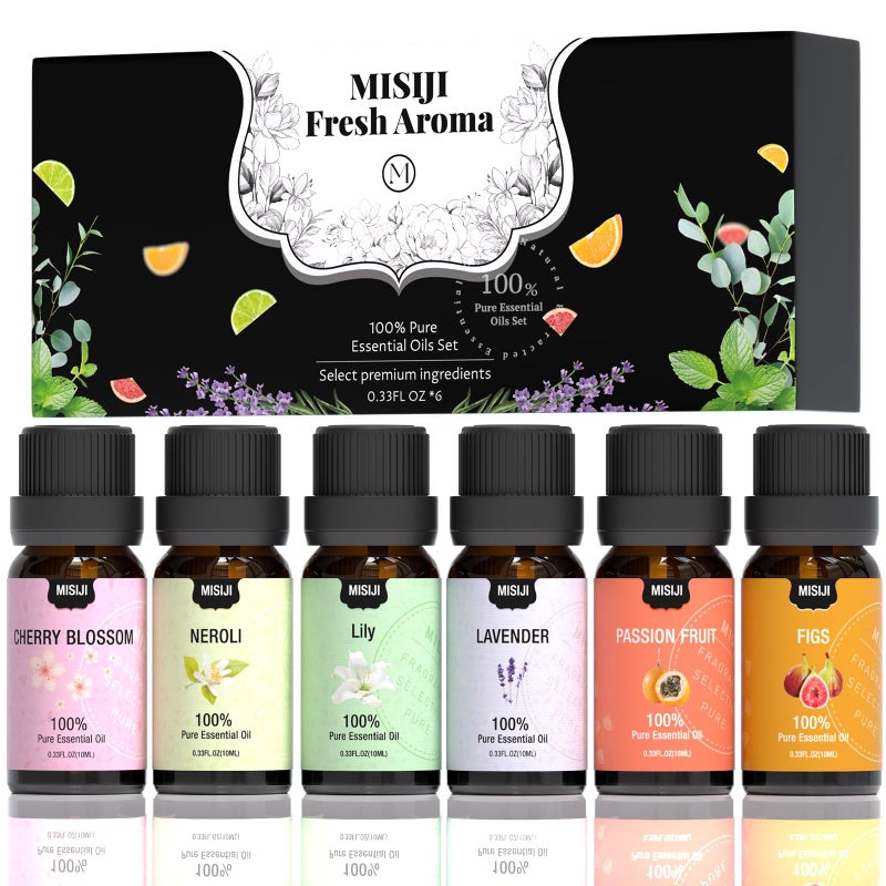 MISIJI Essential Oils Set-Essential Oils for Diffuser for Home,Diffuser Oils Scents for Aromatherapy,Laundry,Candle&Soap Making,Humidifiers 6 X 10ML - Image 1