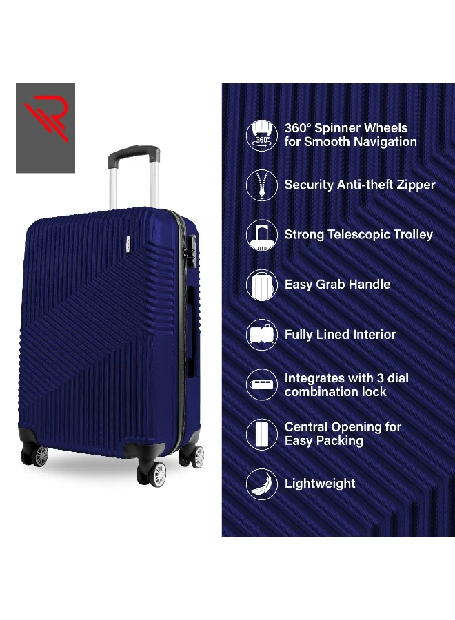 Reflection  Reflection ABS Carry On Suitcase Airline Approved, Lightweight 24 Inch  Luggage- 360° Silent Wheels, ABS Hard Luggage Trolley, Spinner Wheels, Travel Luggage  (24-Inch , D.Blue)  | Best Price UAE
