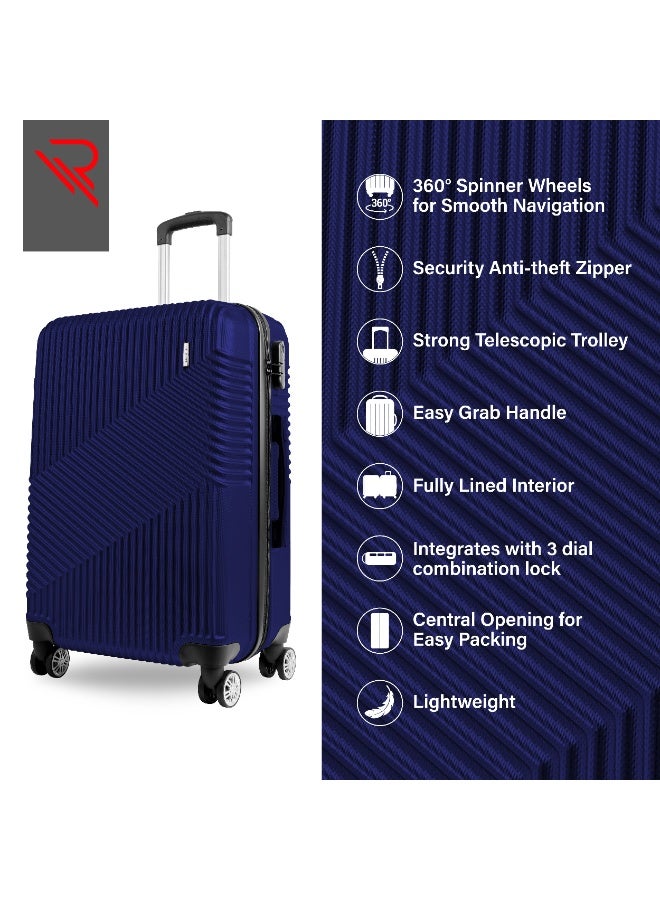 Reflection ABS Carry On Suitcase Airline Approved, Lightweight 24 Inch  Luggage- 360° Silent Wheels, ABS Hard Luggage Trolley, Spinner Wheels, Travel Luggage  (24-Inch , D.Blue) - Image 4
