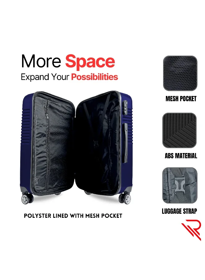 Reflection  Reflection ABS Carry On Suitcase Airline Approved, Lightweight 24 Inch  Luggage- 360° Silent Wheels, ABS Hard Luggage Trolley, Spinner Wheels, Travel Luggage  (24-Inch , D.Blue)  | Best Price UAE