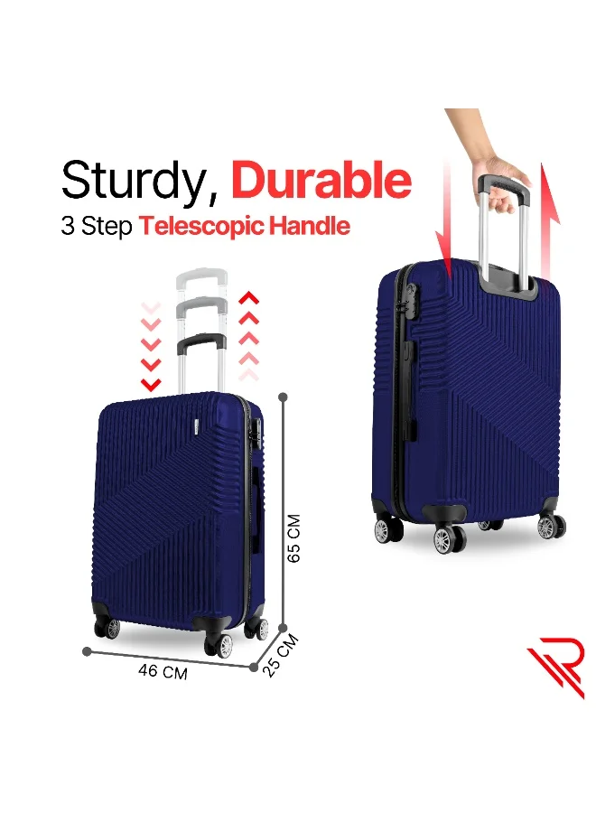 Reflection  Reflection ABS Carry On Suitcase Airline Approved, Lightweight 24 Inch  Luggage- 360° Silent Wheels, ABS Hard Luggage Trolley, Spinner Wheels, Travel Luggage  (24-Inch , D.Blue)  | Best Price UAE