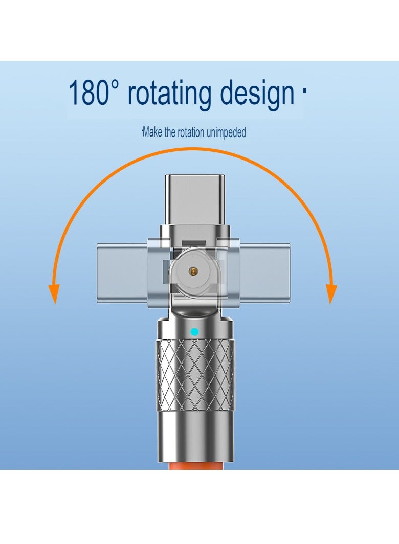 AROAQ Zinc Alloy Rotating Charging Cable, 2m USB To C Super Fast Charging Zinc Alloy PVC USB Cable, Durable Flexible Rotary Charge Cable, (2 Meters—type-c Bare Cable (Huawei, Letv Head) White) - Image 4